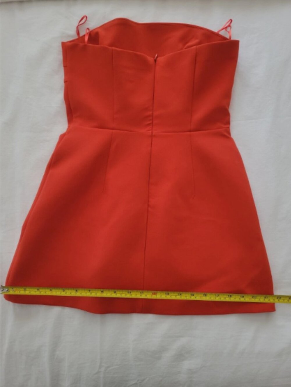 Zara Red Cocktail Romper Dress Womens Small Strapless Mini Party Zip Back - Picture 6 of 7